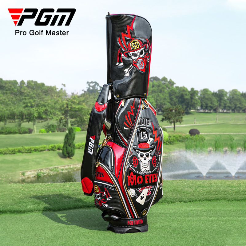 PGM Men Golf Bag Standard Bagpack Can Hould 13pcs Clubs Waterproof Crystal Leather 3D Embroidered QB112 · v2